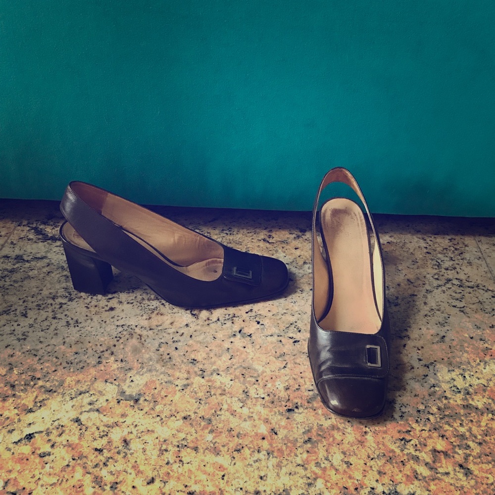 Calvin Klein Brown Sling Backs heels vintage 9m